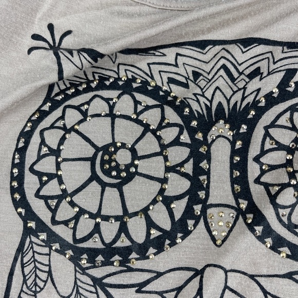 Urban Episode Tshirt Womens White Round Neck Owls Stones - Picture 4 of 8